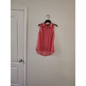 ANA A New Approach Red White Chevron Sleeveless Button Down Blouse Medium
